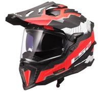 LS2 MX701 Explorer Carbon Trick Casco da motocross, bianco-rosso, taglia S per maschi