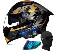 Casco Integrato Apribile con Interfono Omologati ECE Casco Moto Modulare Bluetooth Caschi Modulari per Uomo Donna con Doppia Visiera(C1,M(57~58cm))