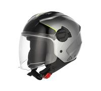 Casco Jet Acerbis Levante Grigio Giallo Fluo Lucido Moto Scooter Omologato EC...