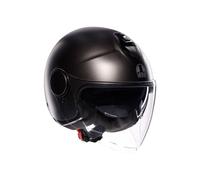 AGV - ETERES E2206, Casco da Moto Jet Unisex, Casco Moto Open Face con Anello Antifurto, Visiera Antigraffio e Anti-UV, Tecnologia con Assorbimento Istantaneo del Sudore, Matt Asfalto Grey, S