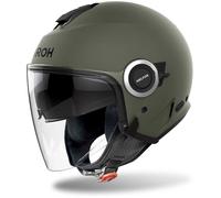 CASCO JET AIROH HELYOS VISIERA LUNGA SUN VISOR MOTO SCOOTER VERDE MILITARE