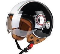 Casco Jet Aperto con Visiera Solare per Scooter Vintage, Casco Retrò Elettrico ECE Certificato per Uomo e Donna, Casco Mezzo Casco Stile Classico per Motociclette e Ciclomotori, Io, L(57 ~ 58cm)