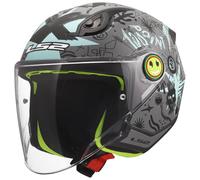 Casco Jet Bambino Ls2 OF622 Funny II Scribble Grigio Blu Lucido