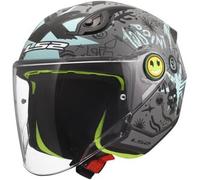Casco Jet Bambino Ls2 OF622 Funny II Scribble Grigio Blu Lucido L