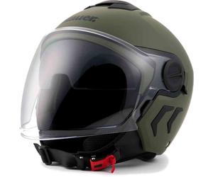 CASCO JET BLAUER DJ-01 VERDE MILITARE VISIERA LUNG VISIERINO PARASOLE