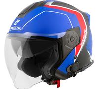 Bogotto H586 BT Illus Casco jet Bluetooth, nero-rosso-blu, taglia XL per maschi