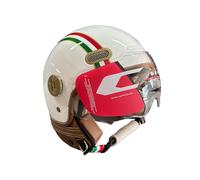 Casco Jet Cgm Uomo Donna Scooter 191 PIX Verde Bianco Rosso Visiera sagomata