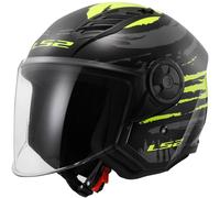 Casco jet con visiera LS2 OF616 Airflow II moto scooter Brush nero giallo E2206