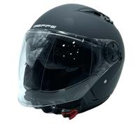 Casco JET Dieffe DF62 nero opaco con visiera e visierino a scomparsa fumè (XL)