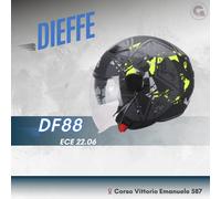 CASCO JET DIEFFE DF88 DOPPIA VISIERA ARMY GIALLLO TG.M