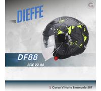 CASCO JET DIEFFE DF88 DOPPIA VISIERA ARMY GIALLLO TG.XL