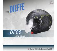 CASCO JET DIEFFE DF88 DOPPIA VISIERA ARMY VERDE TG.L