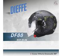CASCO JET DIEFFE DF88 DOPPIA VISIERA ARMY VERDE TG.XL