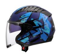 CASCO JET DOPPIA VISIERA BLU LUCIDO COPTER LS2 SCOOTER MOTO