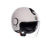 AGV - ETERES E2206, Casco da Moto Jet Unisex, Casco Moto Open Face con Anello Antifurto, Visiera Antigraffio e Anti-UV, Tecnologia con Assorbimento Istantaneo del Sudore, Materia White, XS