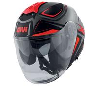 Casco jet Givi X.22 PLANET HYPER Nero opaco titanio rosso fluo