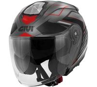Casco Jet Givi X.25 TRACE Titanio opaco / Nero / Rosso Taglia:S
