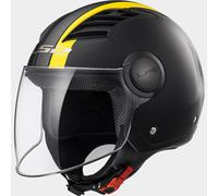 Casco Jet Ls2 Airflow Matt Black H-v Yellow Taglia L