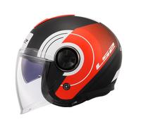 CASCO JET LS2 MODELLO CLASSY DISKO NERO ROSSO BIANCO DOPPIA VISIERA