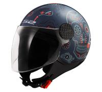 Casco Jet Ls2 OF558 Sphere Lux II Maxca Cobalto Arancio Lucido M
