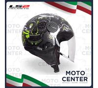 CASCO JET LS2 OF558 SPHERE LUX MAXCA NERO GIALLO FLUO TAGLIA M (57 Cm.)