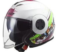 LS2 OF570 Verso Spring, casco a getto XL male Bianco/Fucsia/Verde Fluo