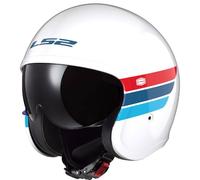 Casco Jet Ls2 OF599 Spitfire II Retro Bianco Blu Rosso Lucido L