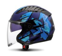 LS2 OF600 Copter II Kanji, casco jet XXL male Nero/Blu Scuro/Azzurro