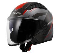 LS2 OF600 Copter II Diston Casco Jet, nero-grigio-rosso, taglia L