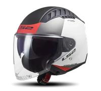 LS2 OF600 Copter II Urbane Casco Jet, nero-bianco-rosso, taglia M