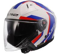 LS2 OF603 Infinity II Focus Casco Jet, bianco-rosso-blu, taglia XL