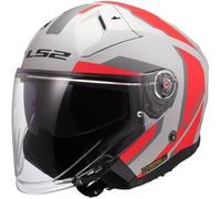 LS2 OF603 Infinity II Focus Casco Jet, Grigio opaco/rosso, Taglia XS (53/54)