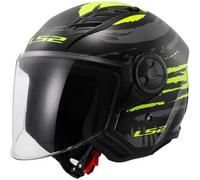 Casco Jet Ls2 OF616 Airflow 2 Brush Nero Lucido H-V Giallo L