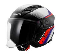 casco jet ls2 of616 airflow ii rush - bianco / blu / rosso L