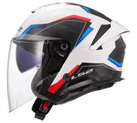 CASCO JET LS2 VERSO II OF618 TAGLIA XL AIR BIANCO BLU ROSSO