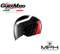 CASCO JET M STAR STREET GRAPH BLACK RED WHITED VISIERA TRASPARENTE MPH H6ST146M