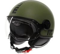 Casco Jet Momo Design Fgtr Classic Mono Opaco Verde Militare Nero S