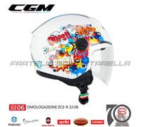 Casco Jet Moto Baby Bimbo Bambino Bimba CGM 261 Mini Comics Blu Bianco 261GALA79