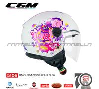 Casco Jet Moto Baby Bimbo Bambino Bimba CGM 261 Mini Comics Fucsia Bianco Tg....