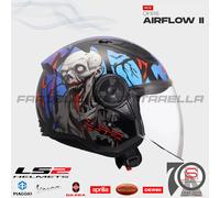 Casco Jet Moto LS2 OF616 Airflow II Zombie Blu Rosso Nero Lucido 366162526