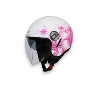 Casco Jet Moto Origine Alpha Rosa bianco opaco Upndown - Omologato ECE - Visiera Lunga Parasole - Interni Removibili (M)