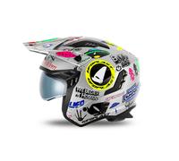 CASCO JET MOTO UFO SHERATAN TRIAL SCOOTER SILVER COLORATO VISIERINO A SCOMPARSA
