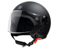 Casco Jet Motocubo BAT, Nero Opaco, con Visiera e Cinturino di Sicurezza (XL)