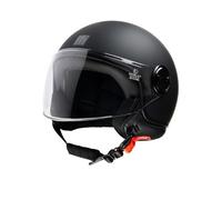 Casco Jet Motocubo BAT, Nero Opaco, con Visiera e Cinturino di Sicurezza (S)