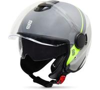 Casco Jet OJ Viaggio Stripe Grigio Giallo Fluo L