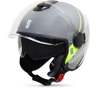Casco Jet OJ Viaggio Stripe Grigio Giallo Fluo L