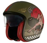 Premier Helmets 23 Vintage Pin Up Military Bm 22.06 Open Face Helmet Verde M