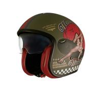 Casco jet Premier VINTAGE PIN UP MILITARY BM 22.06 in fibra Verde militare XS