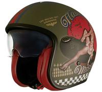 Casco Jet Premier Vintage Pin Up Military BM Verde Opaco