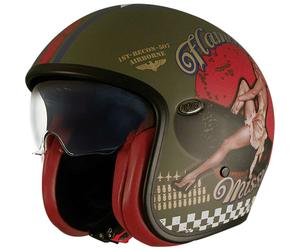 Casco Jet Premier Vintage Pin Up Military BM Verde Opaco